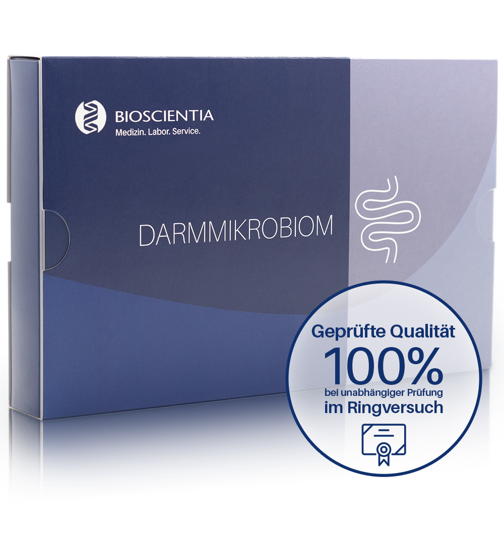 Foto des verschlossenen Darmmikrobiom Testkits